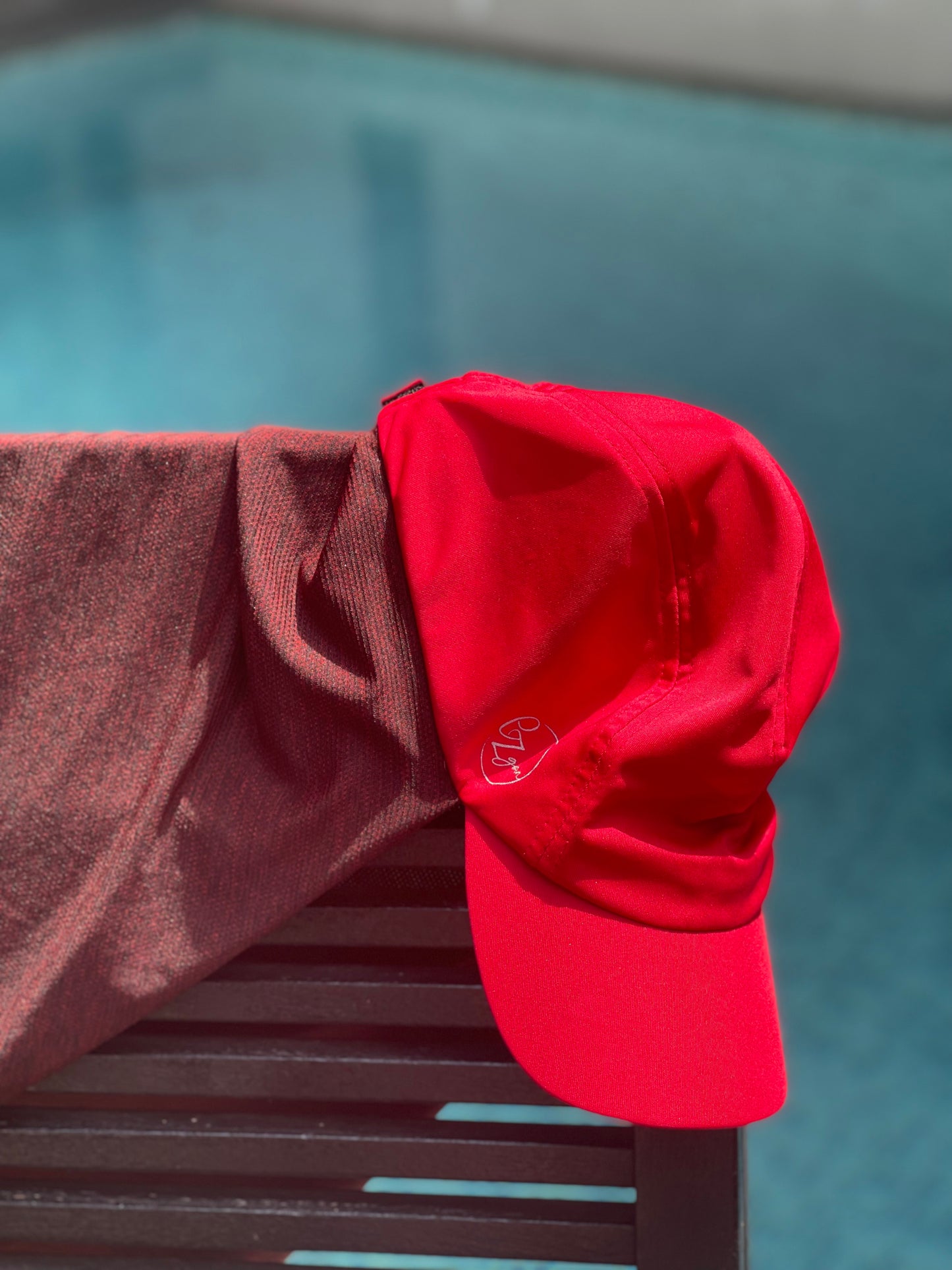 Sporty Red Hijabcap (CLEARANCE) with attached dri fit snood