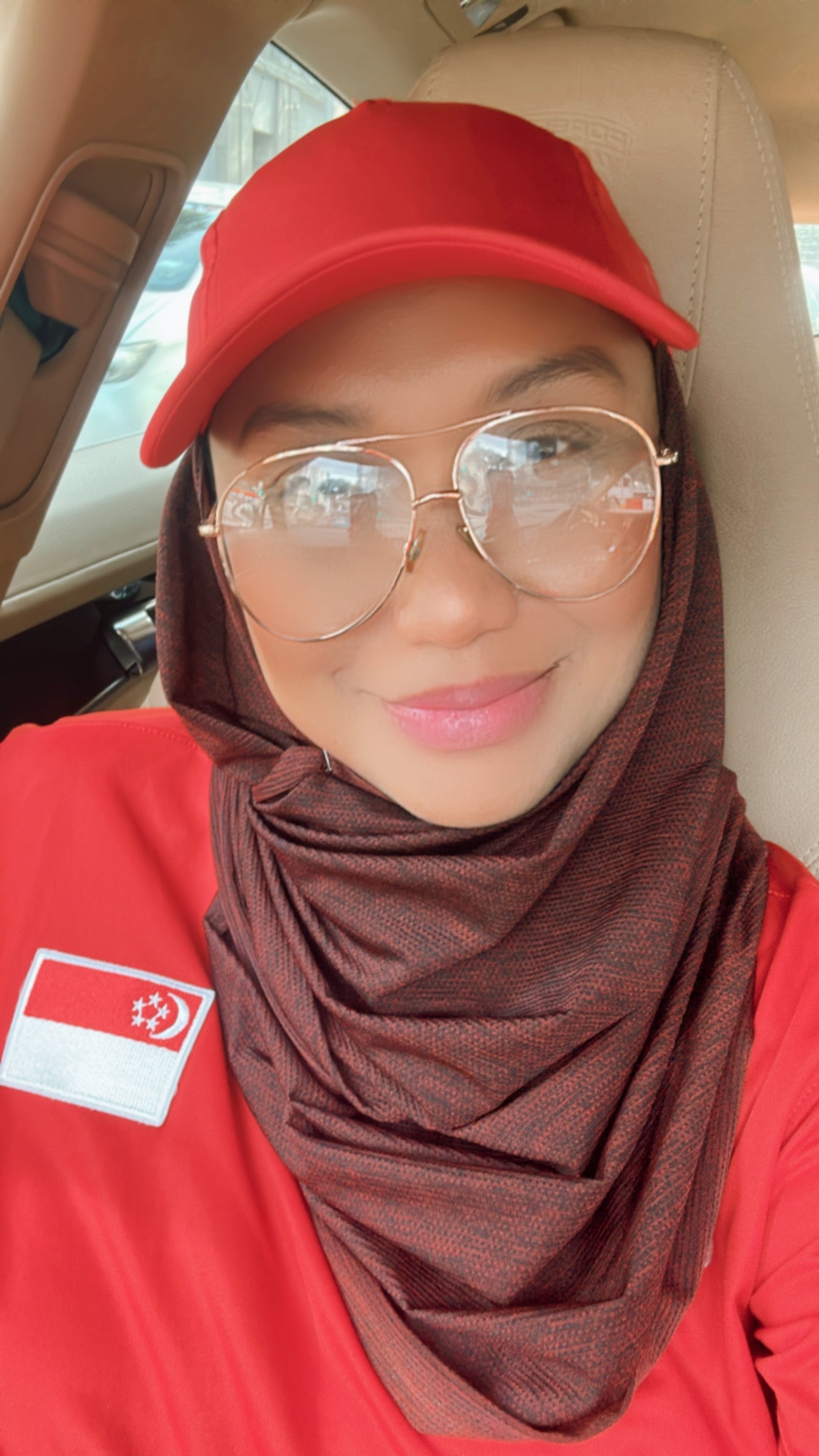 Sporty Red Hijabcap (CLEARANCE) with attached dri fit snood